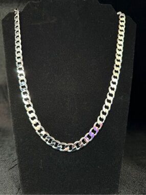 925 Stamped Cuban 30in 9.5 MM Necklace WG Finish 79.3g Lobster Clasp. Brand NEW